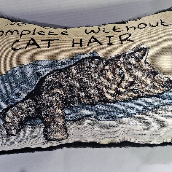No Outfit Is Complete Without Cat Hair Pillow 12x8 Manual Woodworkers and Weave - Picture 9 of 10